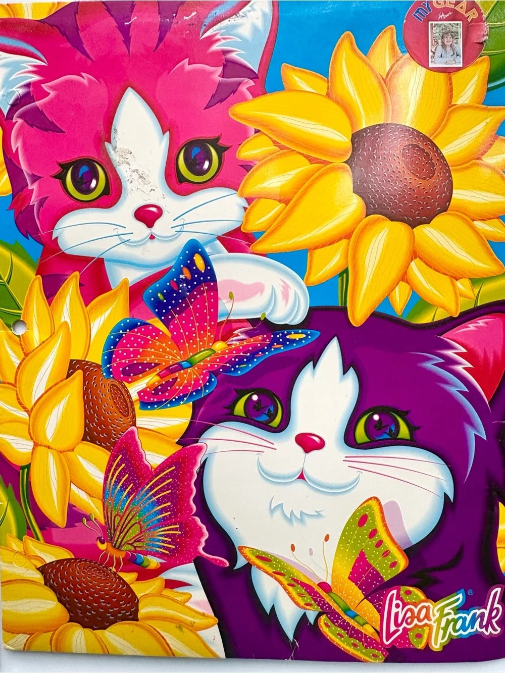 Vintage 1990’s Lisa Frank Sunflower Kittens school 2 pocket folder